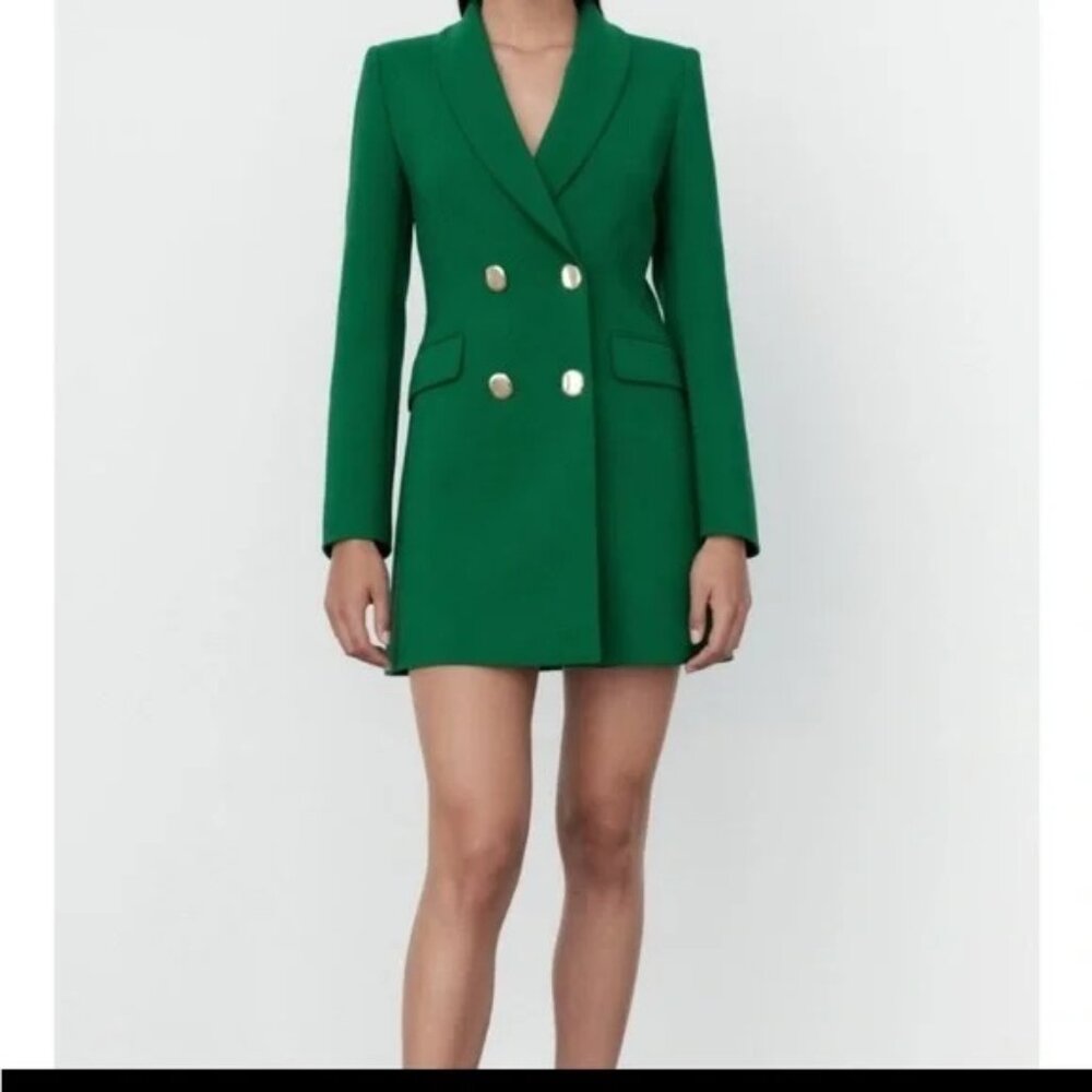 ZARA DOUBLE BREASTED LONG BLAZER DRESS NWT size XXL
